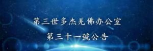 第三世多杰羌佛辦公室 第三十一號公告 (01/01/2013)
